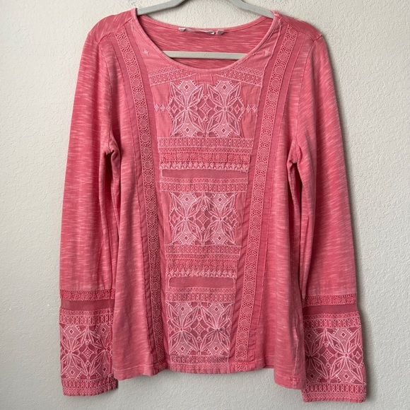 Soft Surroundings Tops - Soft Surroundings Boho Crochet Embroidered Alta Mara Long Sleeve Shirt